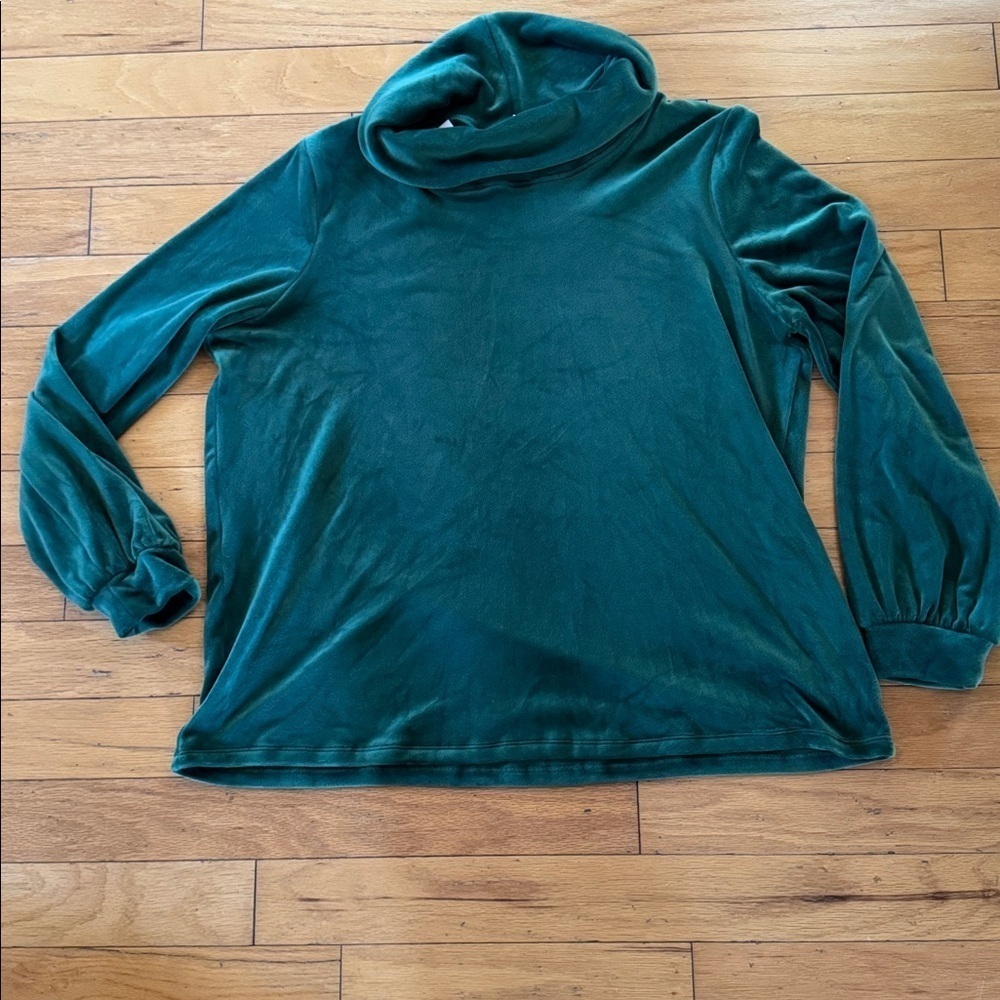 Kim Rogers | Cowl Neck Velour Sweater | Forest Green | size XL | NWT